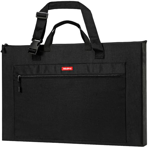 Nicpro Light Weight Art Portfolio Bag, 18x 24 Inches Waterproof Art Portfolio Case with Shoulder & Handle Carry, for Artwork, Poster, Sketch Drawing, Canvas, Photography, Solar Panel Storage - size: 18 x 24 inches