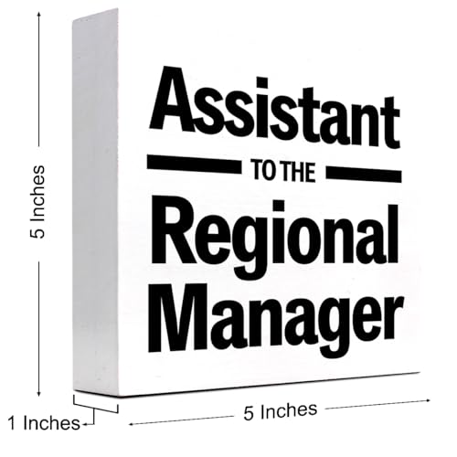 Assistance to the Regional Manager Wood Block Sign Desk Decor,Funny Humor Wooden Box Plaque Sign Desk Decor for Home Office Shelf Table Decor Decorations - style: Assistance to