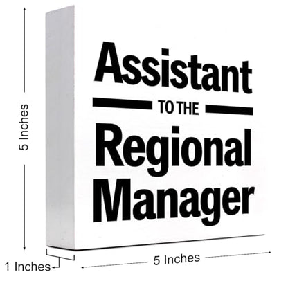 Assistance to the Regional Manager Wood Block Sign Desk Decor,Funny Humor Wooden Box Plaque Sign Desk Decor for Home Office Shelf Table Decor Decorations - style: Assistance to