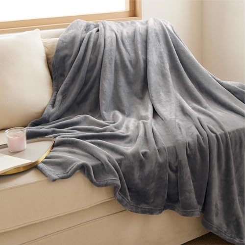 Bedsure GentleSoft Fleece Blanket Twin Size Grey - 300GSM Lightweight Plush Fuzzy Cozy Soft Warm Blanket for Bed, Sofa, Couch, Travel, Camping, 60x80 inches - color: Grey, size: Twin (60" X 80")