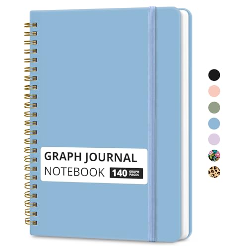 Taja Graph Spiral Journal Notebook for Women & Men, 140 Pages, Graph Paper Hardcover Notebook for Planning & Tracking, Journals for Graphing, A5(5.7" x 7.9") – Blue - color: D.Blue, style: c-Graph