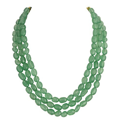 Ratnavali Jewels Quartz Multi Layer Strand Mala Beads Party Wear Necklace Jewelry Women RV3415 - color: Green