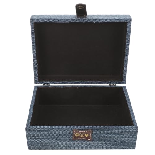 POPETPOP Retro Linen Texture Jewelry Box Large Trinket Case Cloth Storage Organizer for Desktop Minimalist Solid Color Japanese Style Decorative Storage Box for Women