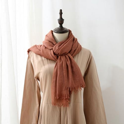 Pashmina Shawl Party Wraps Evening Dress Bridesmaid Long Cotton Scarves for Wedding - color: Rusty Red 15