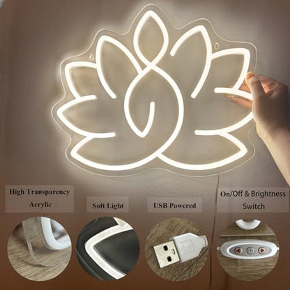Lotus Meditation Neon Sign - Warm Glow Yoga Room Decor, Zen Wall Art for Home & Spiritual Space，Light Up Wall Art for Home or Yoga Studio,12 * 15.3 inch