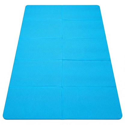 TPE Yoga Mat with Hanging Holes, Wall Mount Workout Mat, Shock Absorbent Fitness Pad for Home Gym, Pilates & Meditation - color: blue foldable