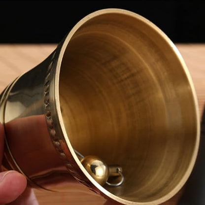 ibasenice Hand Held Ringing Bell 7.48 Inch Copper Meditation Bell for Home Temple Ancestral Halls with Comfortable Handle for Spiritual and Ceremonial Use
