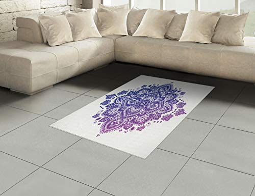 Lunarable Mandala Area Rug, Pastel Toned Boho Meditation Mindfulness Wellness Eastern Wisdom, Flat Woven Accent Rug for Living Room Bedroom Dining Room, 4' X 5' 7", Purple and Violet Blue - size: 4' x 5'7" (Rectangular)