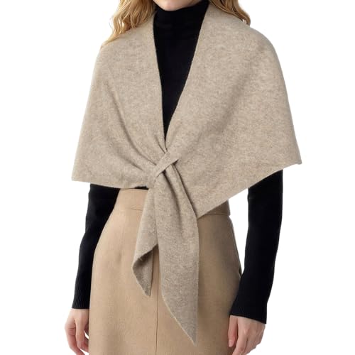 RIIQIICHY Shawl Wrap Women Pashmina Triangle Cape Knit Sweater Scarf for Fall Winter Fashion Accessory - color: Taupe Beige