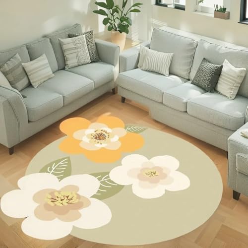 ABREEZE Irregular Large Flower Meditation Mat Non Slip Round Pilates Yoga Mat Natural Rubber with Sueded Surface Exercise Mat - color: Beige, size: 63x63inch