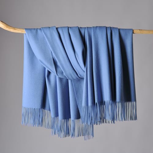CUDDLE DREAMS Premium Cashmere Throw Blanket with Fringe, Luxuriously Soft (Porcelain Blue) - color: Porcelain Blue