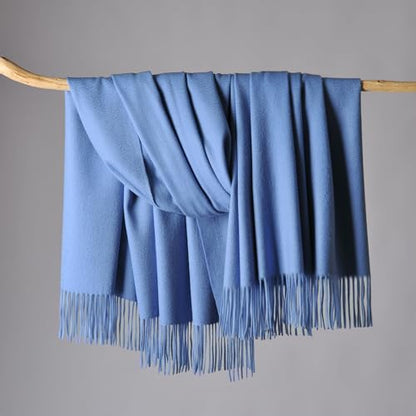 CUDDLE DREAMS Premium Cashmere Throw Blanket with Fringe, Luxuriously Soft (Porcelain Blue) - color: Porcelain Blue