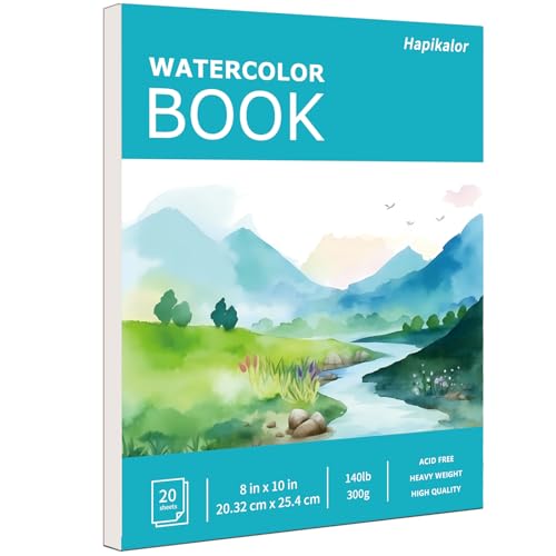 Hapikalor 8"x10" Watercolor Paper Pad, 1-Pack, 140lb/300gsm Artist Painting Drawing Paper Book, Art Supplies for Adults Kids, Watercolors, Watercolor Paint Set, Sketchbook, Journal, Teal - color: Teal, size: 8"x10" Pad