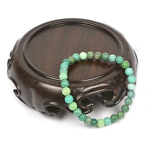 Justinstones Gem Semi Precious Gemstone 6mm Round Beads Stretch Bracelet 6.5 Inch Unisex - color: Green Chrysoprase