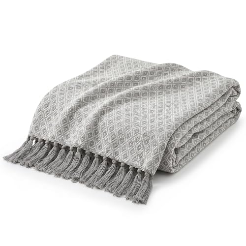 Americanflat 50x60 Throw Blanket - Soft and Breathable Cotton Throw Blanket for Couch, Bed, Chair - Decorative Blankets Perfect for Home, Office, or Outdoor Use - Grey and White Mini Diamond Design - color: Omala White and Grey Mini Diamond, style: Throw