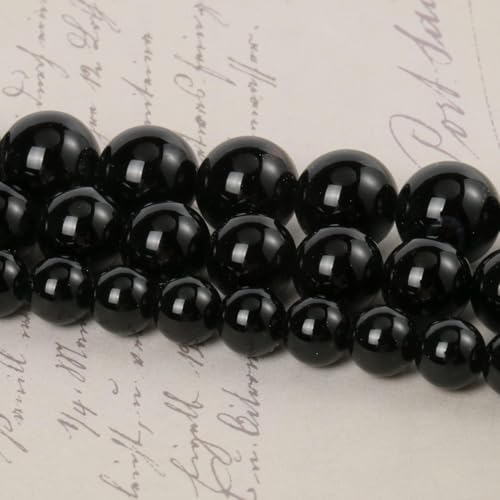 About 45pcs 8mm Natural Stone Beads Black Onyx Agate Beads Energy Crystal Power Gemstone for Jewelry Making, DIY Bracelet Necklace - color: Black Onyx Agate, size: 8mm