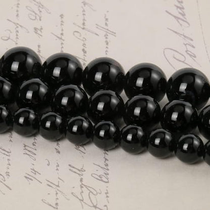 About 45pcs 8mm Natural Stone Beads Black Onyx Agate Beads Energy Crystal Power Gemstone for Jewelry Making, DIY Bracelet Necklace - color: Black Onyx Agate, size: 8mm