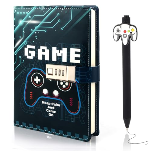 Video Game Diary with Lock for Boys Ages 8-12, Game Journal for Teen Boys 10-18, Cool Birthday Gifts for Kids Journal, Writing Gaming Notebook with Pen Back to School Gifts for 8 9 10 11 12 13 14 15 16 Teenagers