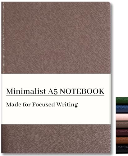 CAGIE Lined Journal Notebook for Men & Women,176 Pages A5 Medium Size, Softcover Leather Journals for Writing, College Ruled Notebook for Work & School, 100 GSM Thick Paper (5.7'' x 8.3'') (Taupe) - color: Taupe, size: 1 Pack