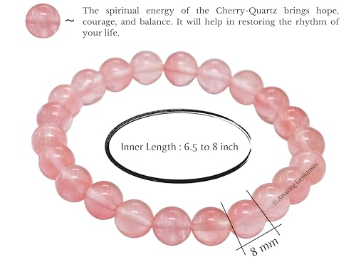 Amazing Gemstone Crystal Bracelet for Women Men's Gifts - Protection Healing Crystal Bracelet - 8mm Gemstone Beaded Stretchable Bracelet Pulseras Para Hombres Mujer Stocking Stuffers Mothers Day Gift (Cherry Quartz) - color: Cherry Quartz