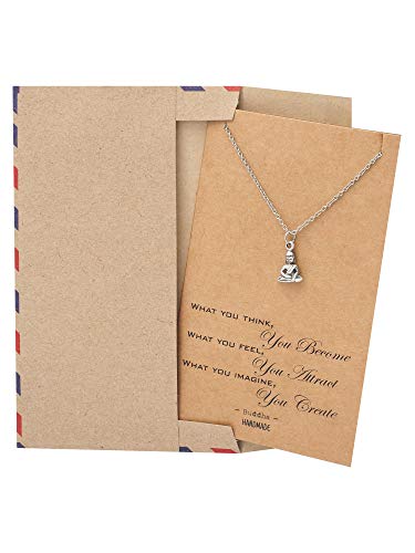 quan jewelry Handmade Buddha Pendant Necklace, Yoga Jewelry Necklaces for Men and Women, Religious Meditation Necklace, Birthday, Graduation Gifts, Buddhist Charm with Inspirational Quote