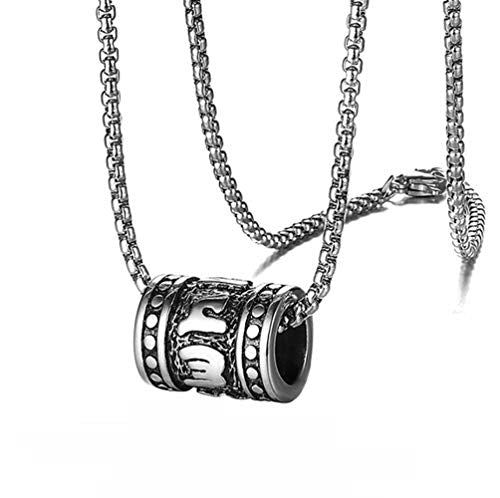 PAURO Men's Stainless Steel Meditation Yoga Necklace Tibetan Buddhist Pendant with 24 Inches Chain