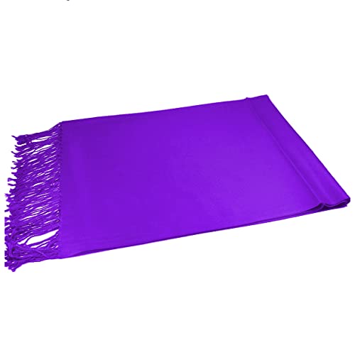 Glory Max Women Large Soft Silky Pashmina Shawl Wrap Scarf in Plain Solid Colors - color: Purple
