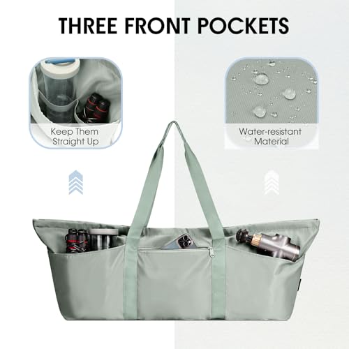 Large Yoga Mat Bag with Shoes Compartment and Wet Pocket Ladies Pilates Gym Tote Bag with Yoga Mat Holder Strap for Women Men Workout Carrier Stuff Accessories - color: Green