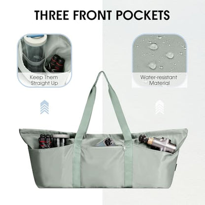 Large Yoga Mat Bag with Shoes Compartment and Wet Pocket Ladies Pilates Gym Tote Bag with Yoga Mat Holder Strap for Women Men Workout Carrier Stuff Accessories - color: Green