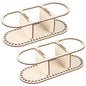 2pcs 9mm Hole Crochet Organizer Basket Base, HSSZXFR Oval Shape Wooden Basket Bottom with Divider and Lid, Three-Compartment Design, 30x15cm/11.8"x5.9", for DIY Basket Weaving Craft Making Supplies