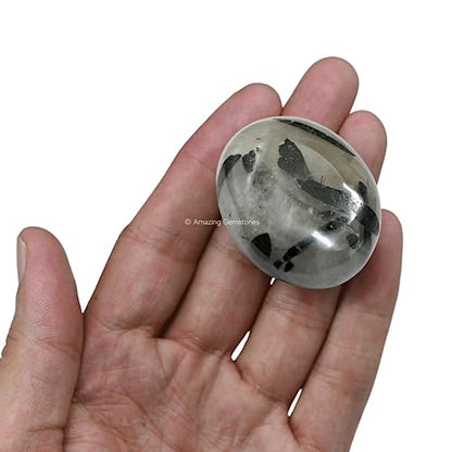 Amazing Gemstone Black Rutilated Quartz Crystals and Healing Stones - Large Palm Stone Crystals Piedra - Crystal for Good Luck, Positive Energy, Meditation - Unique Stocking Stuffers Gifts for Women - color: Black Rutilated Quartz