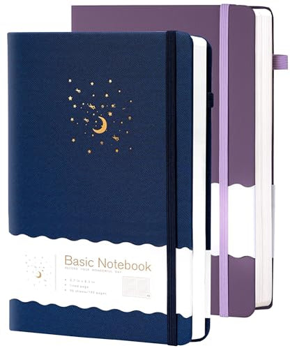 CAGIE Blue& Purple Journal Notebooks for Work, 2 Pack 192 Pages Lined Journaling Notebook, Hardcover Journals for Women Men Writing Gifts, 5.7" x 8.3" - color: 00 Blue Purple