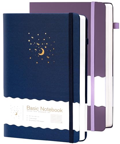 CAGIE Blue& Purple Journal Notebooks for Work, 2 Pack 192 Pages Lined Journaling Notebook, Hardcover Journals for Women Men Writing Gifts, 5.7" x 8.3" - color: 00 Blue Purple