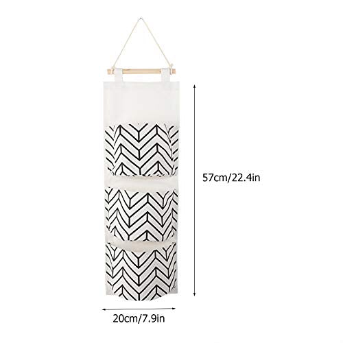 Cotton Linen Hanging Wall with 3 Pockets for Entryway, Bedroom, and Dorm Room Storage – Space-Saving Solution for Keys, Phones, and Daily Essentials