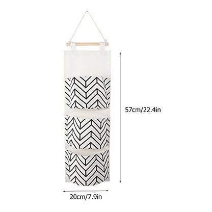 Cotton Linen Hanging Wall with 3 Pockets for Entryway, Bedroom, and Dorm Room Storage – Space-Saving Solution for Keys, Phones, and Daily Essentials