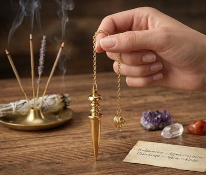 Brass Metal Light Weight Solid Cone Point Healing Dowsing Metaphysical Reiki for Divination and Meditation Brass Pendulum - color: Copper Metal Teardrop