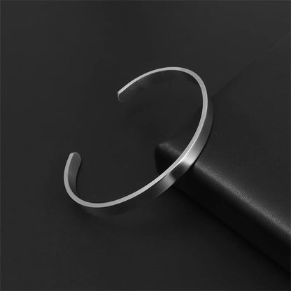6mm wide tri-color optional bracelet stainless steel classic simple solid color polished open adjustable cuff bracelet