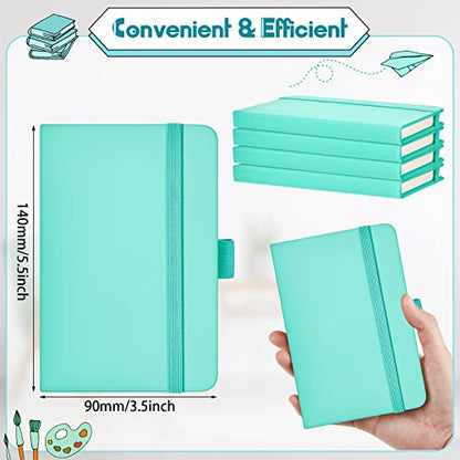 Laumoi Small Notebooks A6 Pocket Journals 3.5 x 5.5 Inch Small Leather Notebook Mini Ruled Lined Journal with Elastic Band Pen Holder Page Marker Ribbons(Light Blue,40 Pieces) - color: Light Blue
