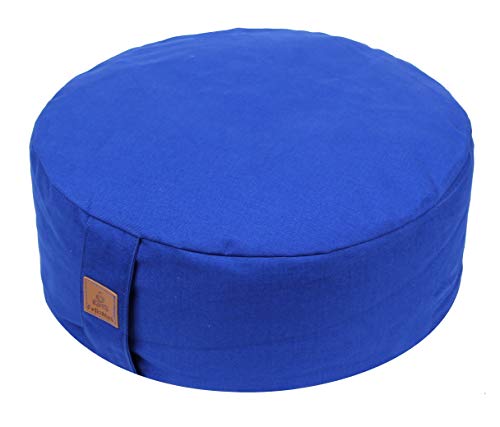 Zafu Buckwheat Meditation Cushion,D=13"/16" H=5.5",Round Zabuton Meditation Pillow,Yoga Bolster Kneeling Pillow Premium Yoga Pillow for Sitting on Floor Zippered Cotton Cover - color: Blue, size: 16"x16“x5"