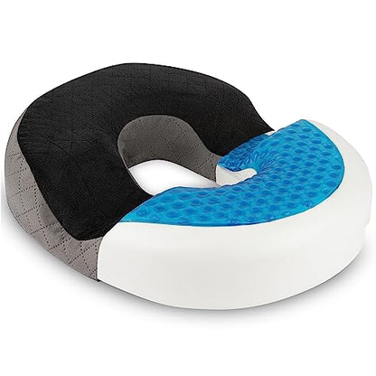 Gel Donut Pillow | Lifting Cushion | Donut Cushion for Tailbone Hemorrhoid Cushion Coccyx Sciatica Pregnancy Cushion (Grey/Black Velvet) - color: Grey/Black Velvet