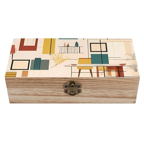 Large Wooden Storage Box With Lid And Front Clasp Mid Century Modern Wooden Jewelry Box Office Desk Organizer Bins Beautifully Keepsake Boxes Memory Boxes Jewelry Organizer
