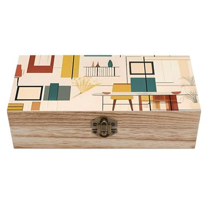 Large Wooden Storage Box With Lid And Front Clasp Mid Century Modern Wooden Jewelry Box Office Desk Organizer Bins Beautifully Keepsake Boxes Memory Boxes Jewelry Organizer