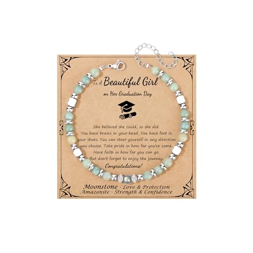 JoycuFF 𝗚𝗶𝗳𝘁𝘀 𝗳𝗼𝗿 𝗪𝗼𝗺𝗲𝗻 𝗠𝗼𝗼𝗻𝘀𝘁𝗼𝗻𝗲 𝗕𝗿𝗮𝗰𝗲𝗹𝗲𝘁 Amazonite Colorful Imperial Jasper Stainless Steel Beads Bracelets, Graduation Christmas Valentines Mothers Day Birthday Gifts - style: Graduation Gifts-She Believed...-Amazonite