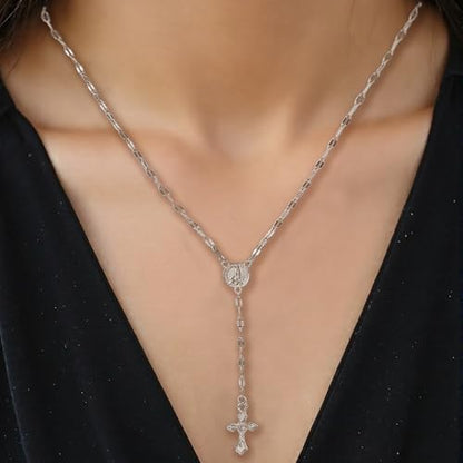Double Cross Necklace Y2k Irregular Diamond Embedding Trend Hip Hop Fashion Retro Pendant Necklace