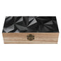 Black Geometric Wooden Storage Box with Hinged Lid And Front Clasp Decorative Storage Keepsake Boxes Wooden Gift Jewelry Organizer Boxes Office Desk Organizer