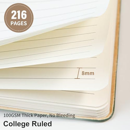 Lined Journal Notebook for Work College Ruled Note Book 5.79"x8.27" A5 PU Leather Daily Journaling 216 Pages for Women Men Writing Home School Supplies Business (RoseGold) - color: 09-RoseGold-1pack, style: A5 Lined 216pages