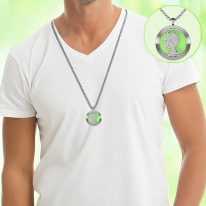 Dinosaur Aromatherapy Essential Oil Diffuser Necklace,Aromatherapy Diffuser Stainless Steel Pendant,for Men and Women,Portable,Suitable for Yoga,Meditation,Travel,Stress Relief Gift(Silver 30mm) - color: Cute Dinosaur Silver