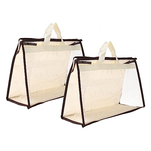 PATIKIL Handbag Dust Bags, 2 Pack Clear Purse Storage Organizer M Size PVC Dustproof Handbag Cover Transparent Purse Protector, Beige - color: Beige, size: M