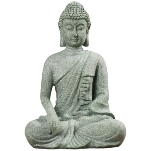 Buddha Statue for Zen Garden Decor and Spaces, Stone Figurine with Serene Sitting - color: Meditating Buddha, size: 7.5x5x12 cm
