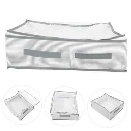 Zerodeko Multi-handle Storage Bag Quilt Storage Bags Zipper Closet Organizer Capacity Foldable Non Woven for Clothing Blanket Quilt